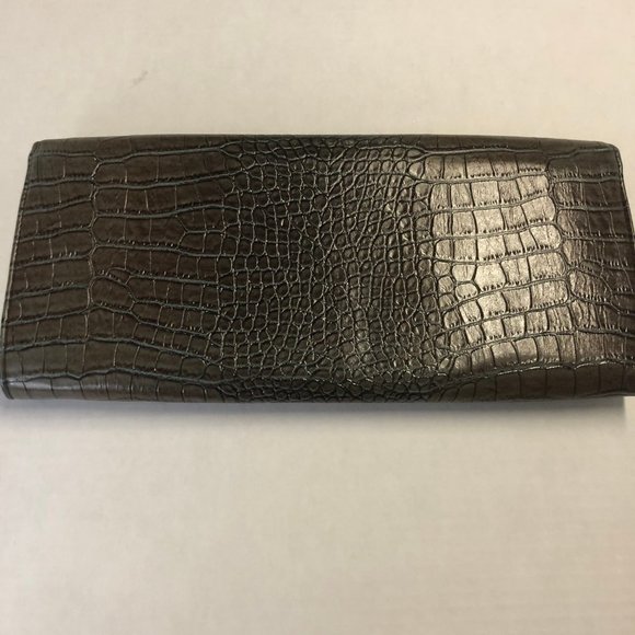 Lulu Townsend Women's Clutch Brown Faux Croc - Picture 4 of 5